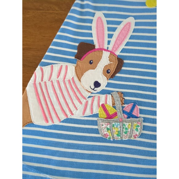 Mini Boden Girls Fun Big Appliqué Dress Easter Egg Friends size 5/6 GUC - Picture 4 of 7
